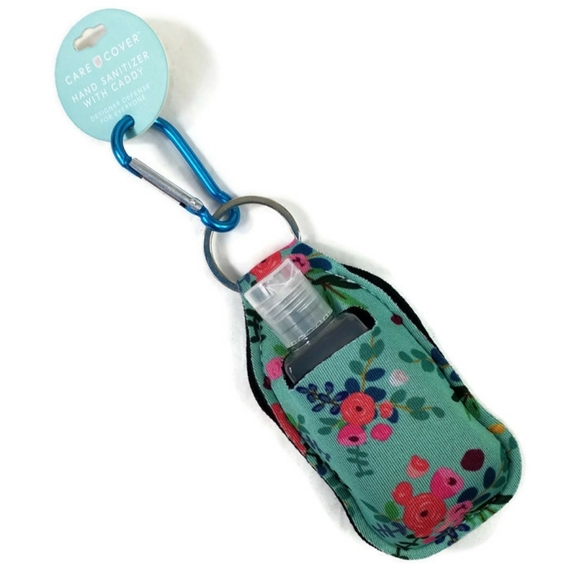 Care Cover Hand Sanitizer and Serene Floral Holder Set Carabiner Clip On - Picture 1 of 6